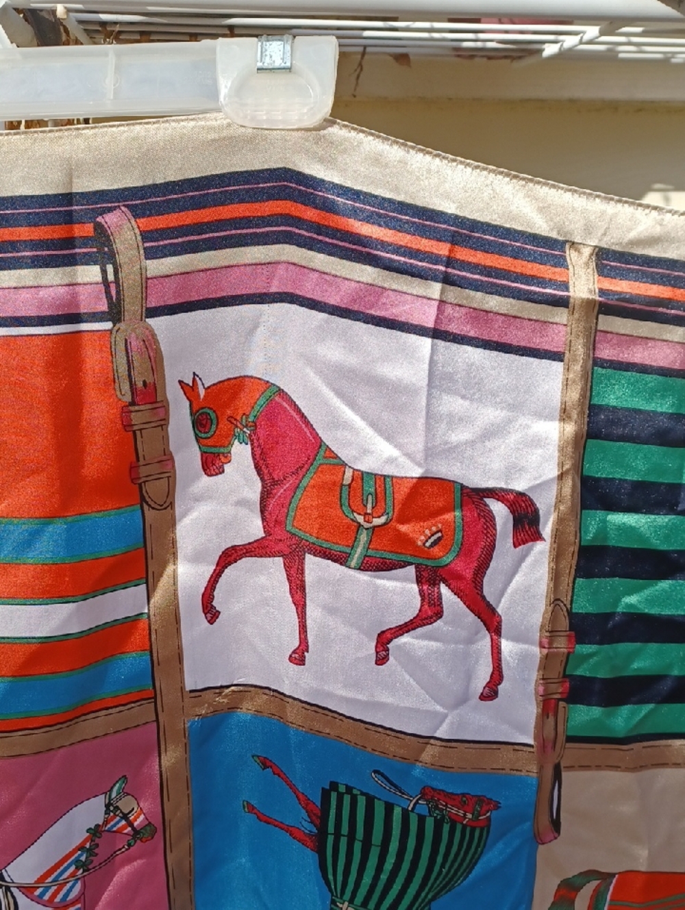 Equestrian Patchwork 90x90cm Polyester Scarf in Bright Multi Colors - Picture 3 of 16